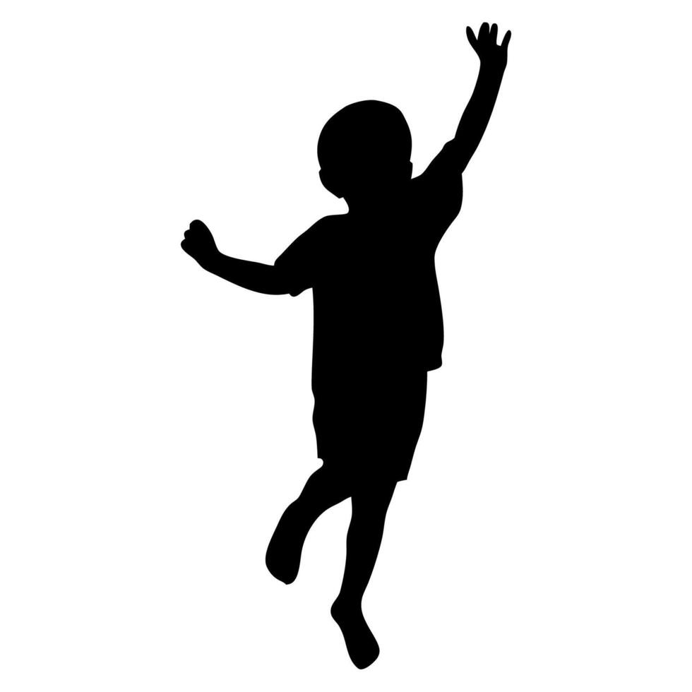 Joyful Child Jumping Silhouette vector