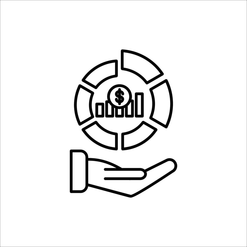 Market share icon with hand vector