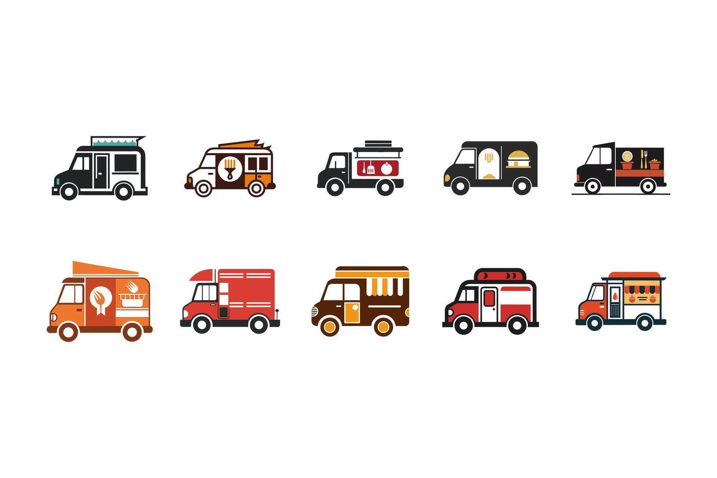 Modern and Colorful Food Truck Logo Design Representing Culinary Diversity and Mobile Dining vector