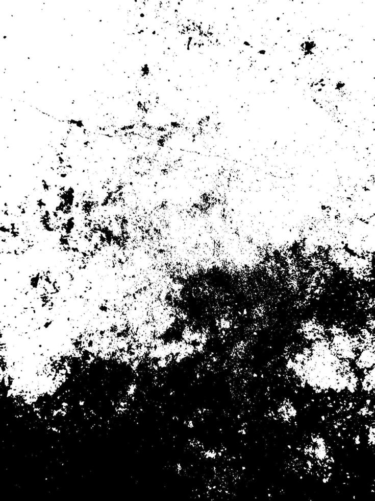 Expressive black splashes for dynamic, artistic touch. Old grunge wall overlay effect. Urban aged surface background in black and white vector