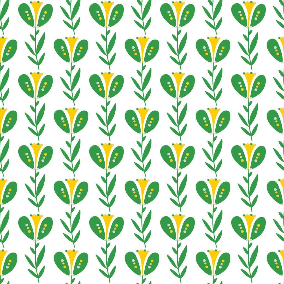Seamless pattern with a simple herbal elements. vector