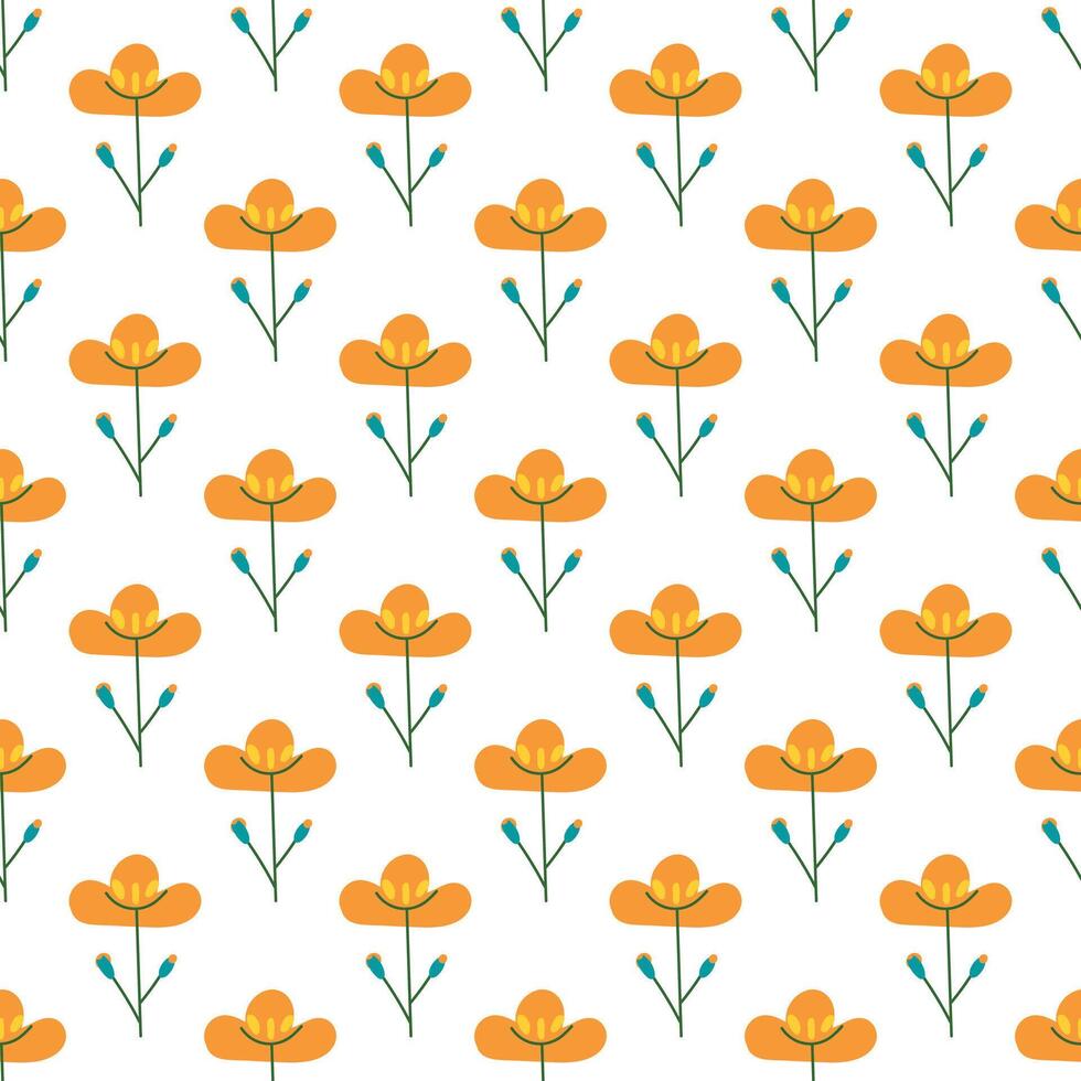 Seamless pattern with orange herbal elements. vector