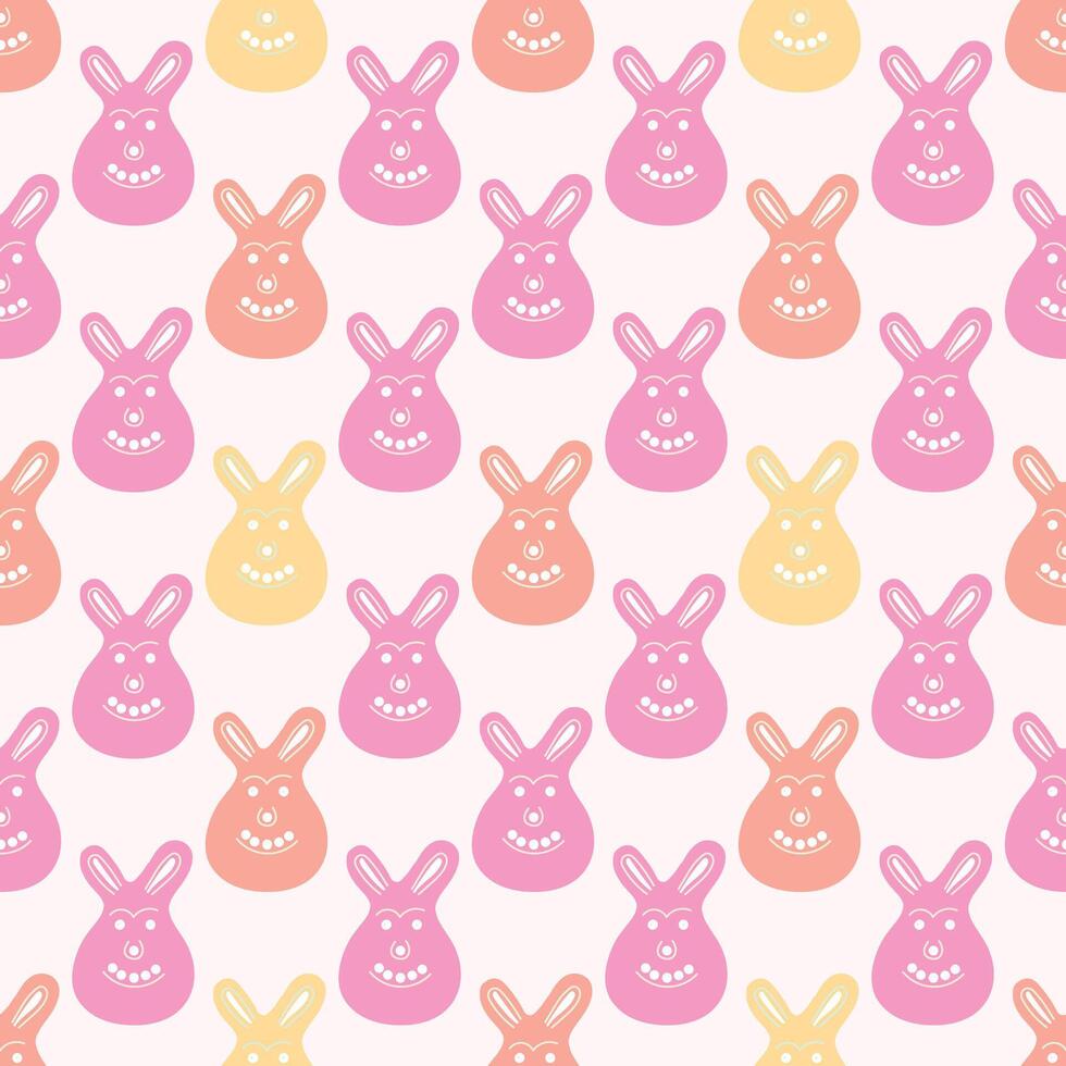 Seamless pattern in minimalist style with a cute bunnies. vector