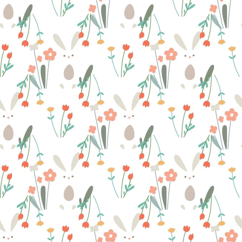 Seamless floral pattern with Easter elements. vector