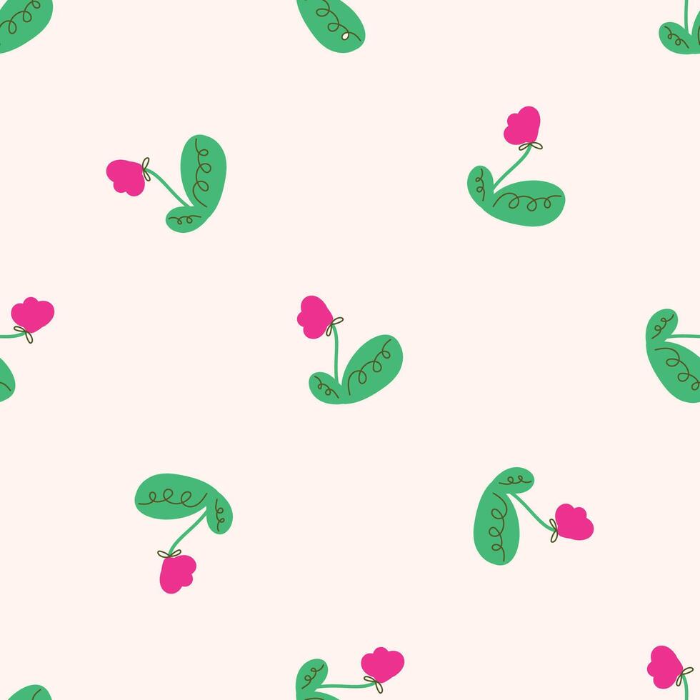 Seamless background with floral elements. Elegant minimal-style fpatter vector