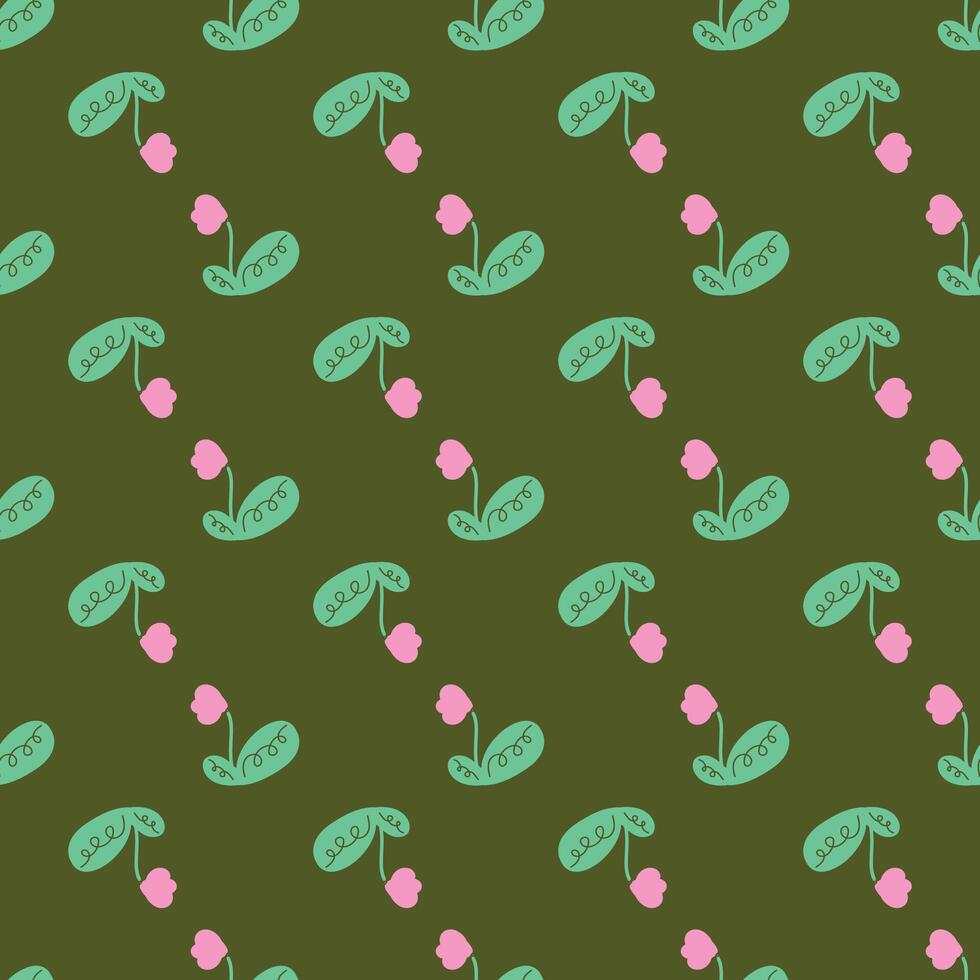 Seamless pattern in minimalist style. Herbal motifs. vector