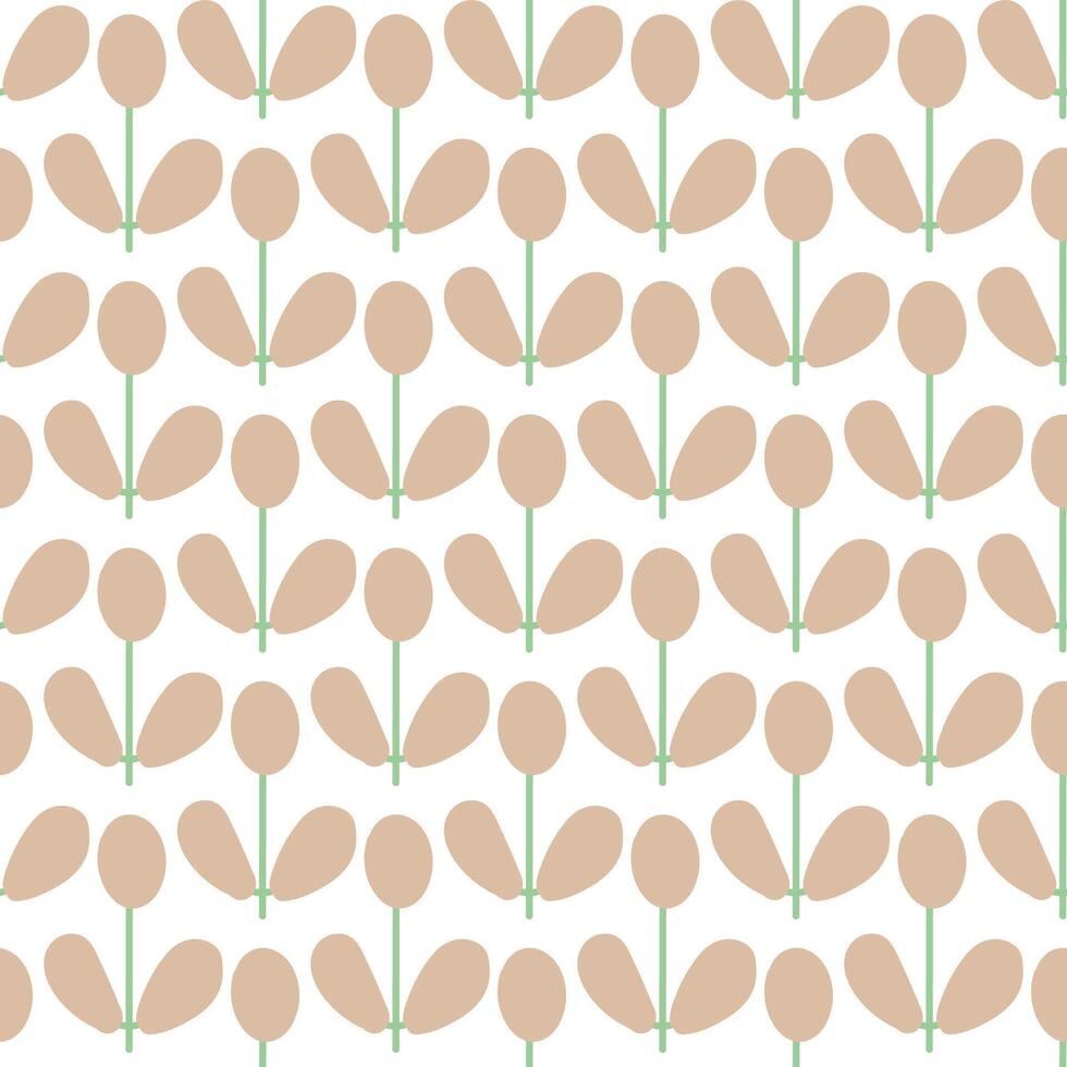 Seamless pattern in minimalist style. Simple leaves vector