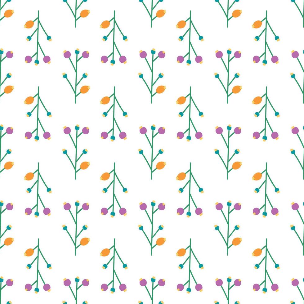 Seamless pattern with simple colorful herbal elements. vector