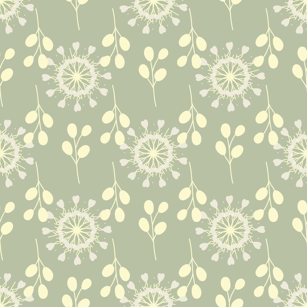 Seamless background with herbal elements. Elegant minimal-style floral pattern perfect for contemporary designs. vector