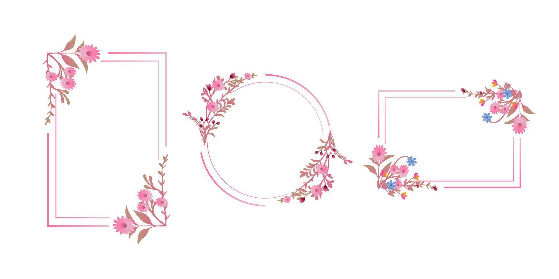 Floral Frames Elegant Pink Flower Border Designs for Invitations vector