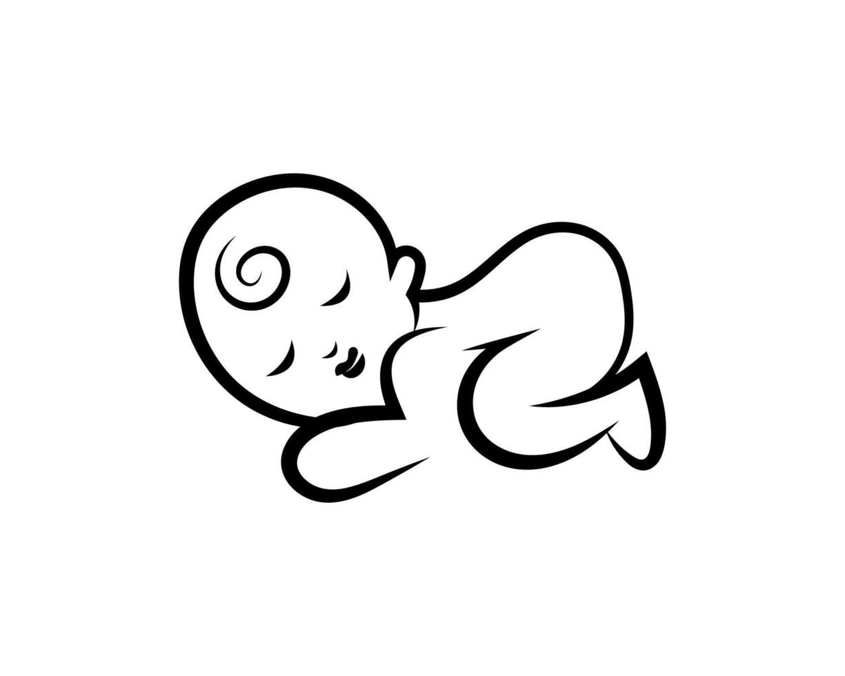 Sleeping Baby Line Art Cute, Sweet, Newborn, Infant, Child vector