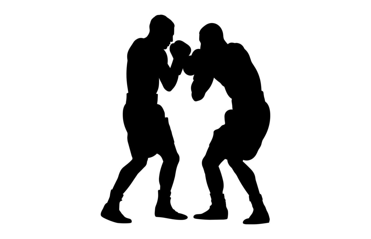 Two Boxers Fighting Black Silhouette vector