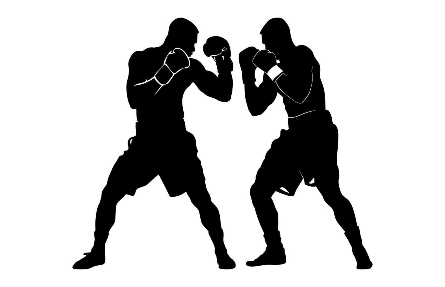 Two Boxers Fighting Silhouette Black Clipart vector