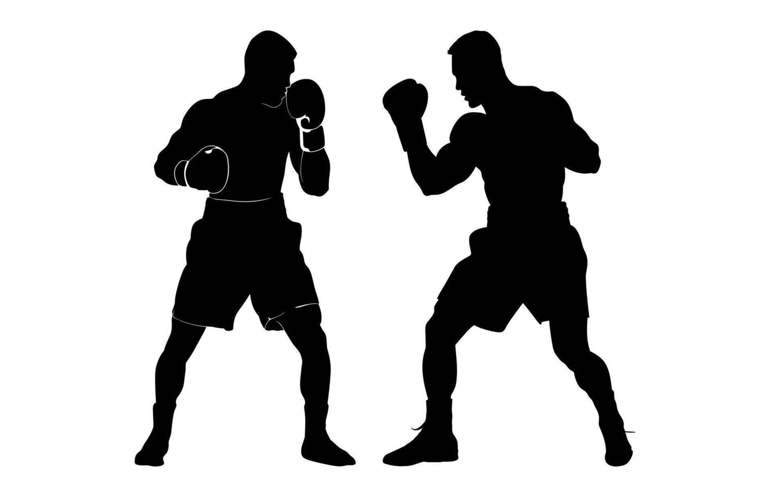 Boxer Fighting Silhouette Clipart isolated on a white background vector