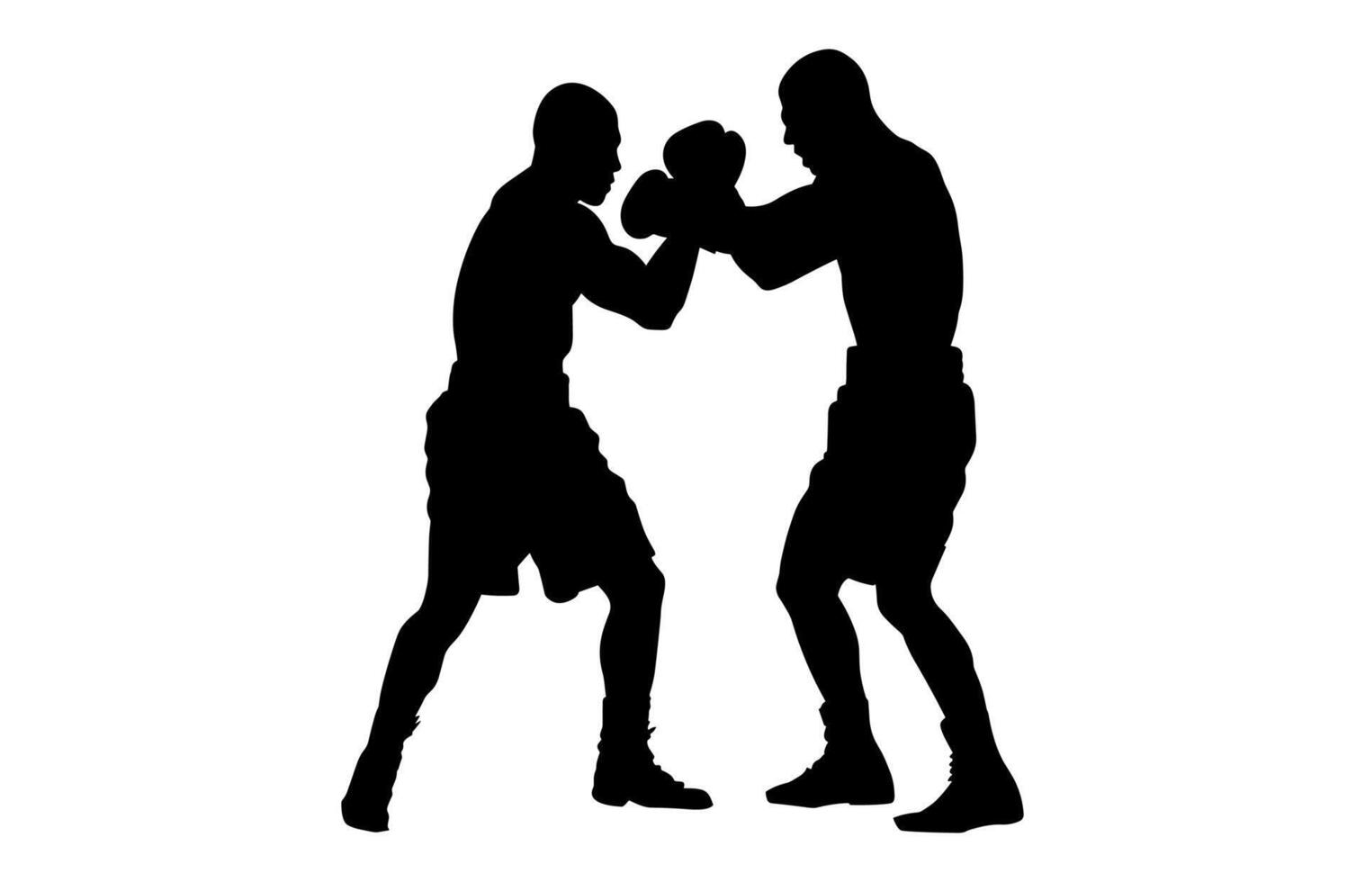 Two Boxers Fighting Silhouette Clipart isolated on a white background vector