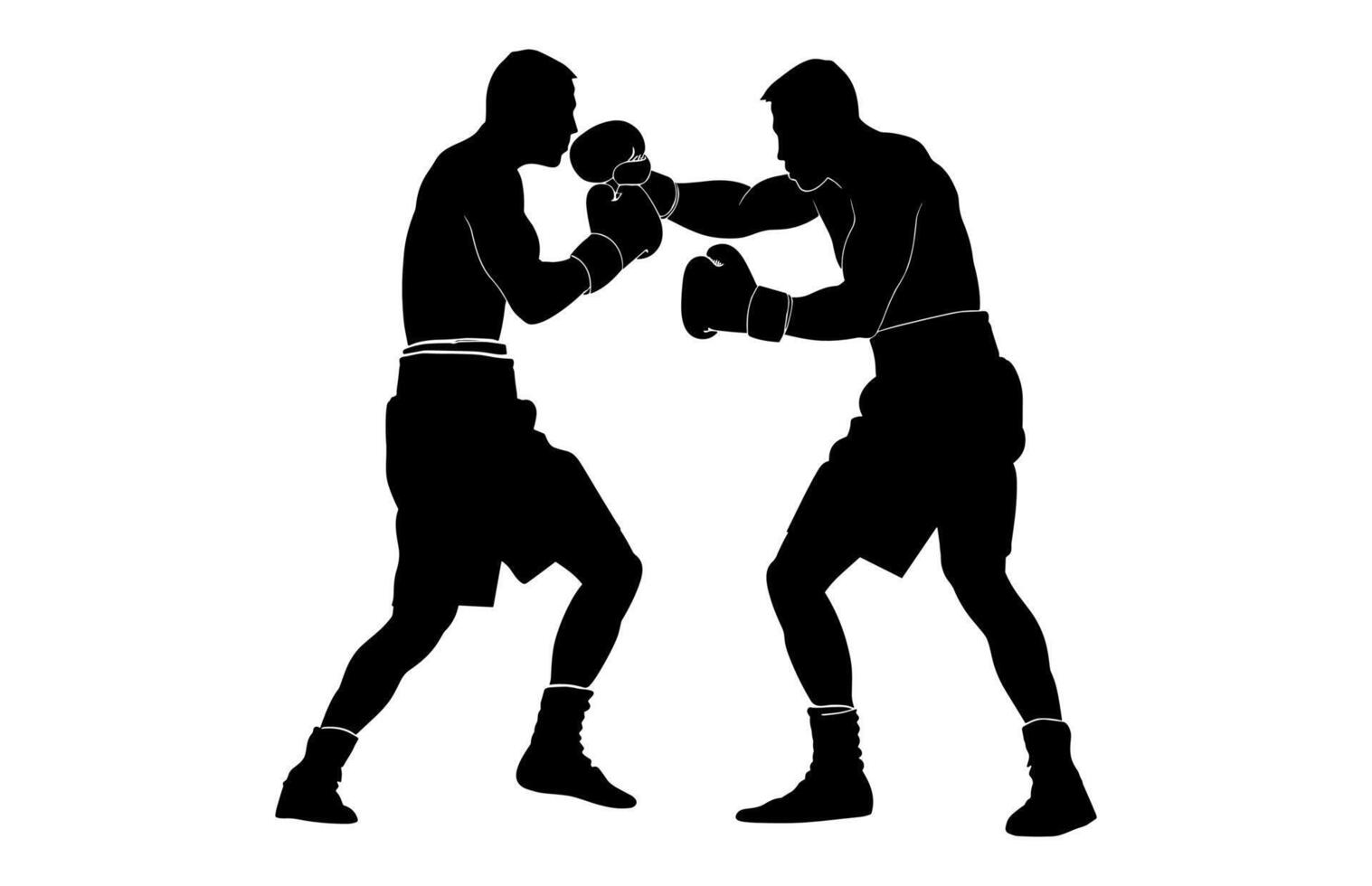 Two Boxers Fighting Silhouette isolated on a white background vector