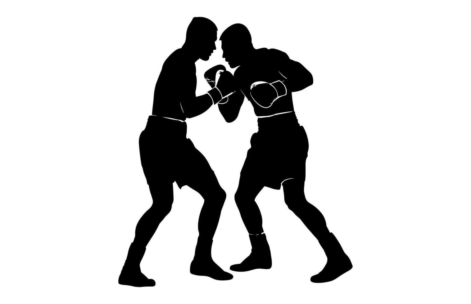 Boxer Fighting Silhouette isolated on a white background vector