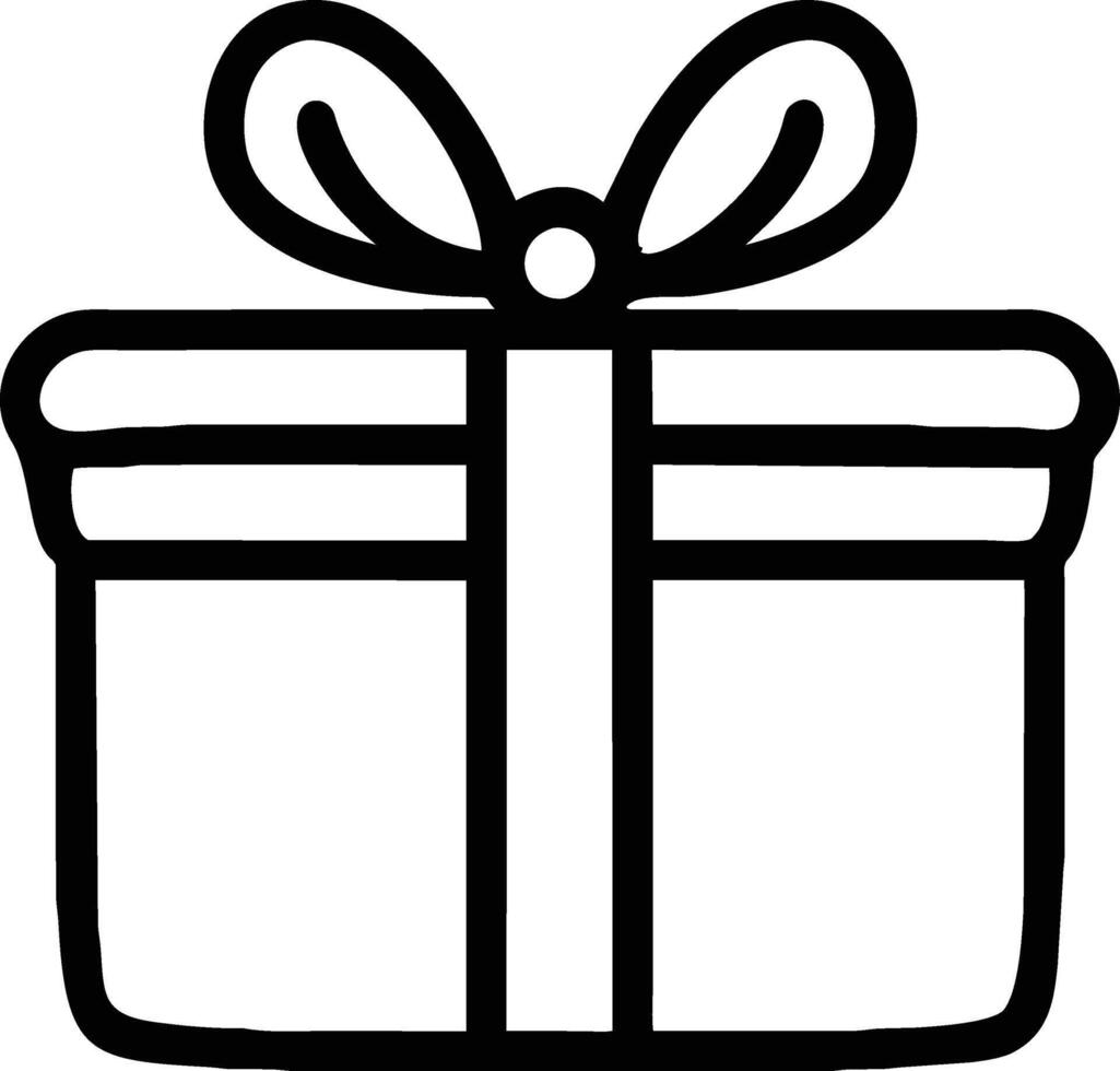 A Simple black line art gift box graphic design. vector