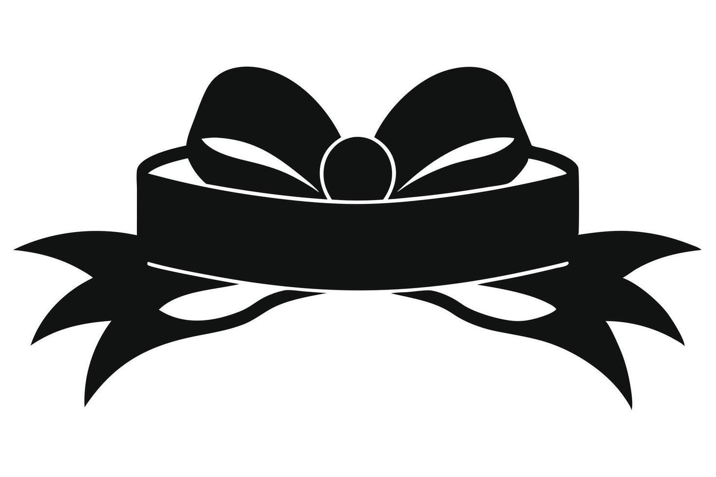 A simple Black and White Ribbon with Bow Graphic vector