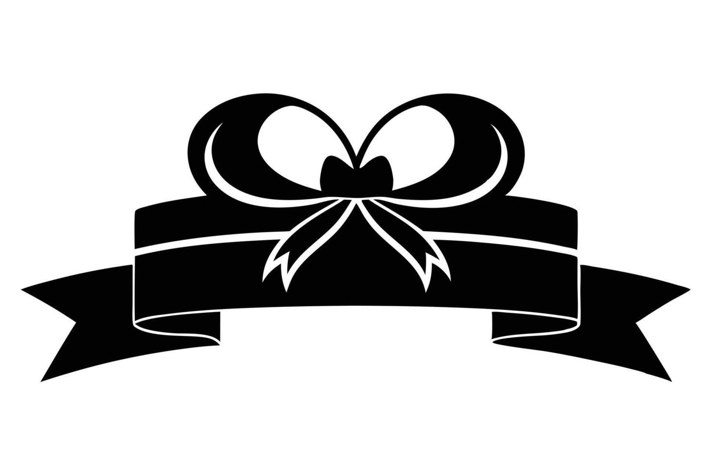 Simple Black and White Ribbon with Bow Graphic vector