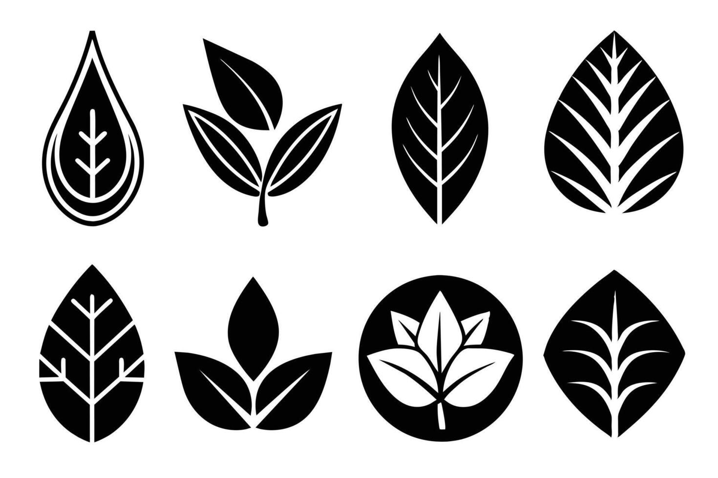 A Collection of Stylized Leaf Icons vector
