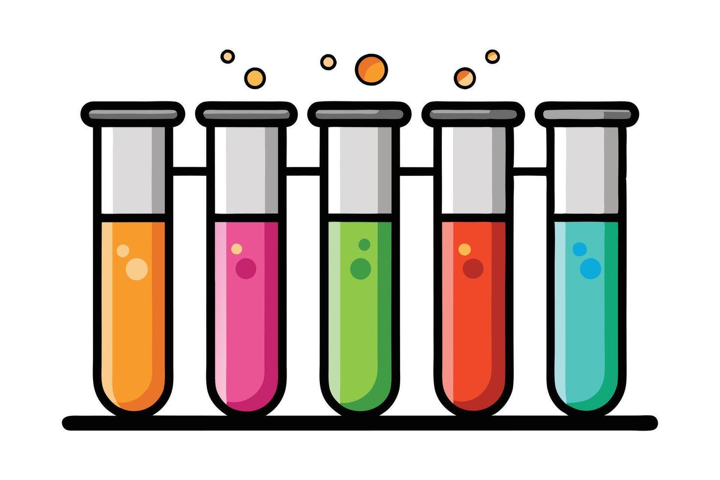 Colorful Test Tubes with Various Liquids, Ideal for Education or Science Stock Image vector