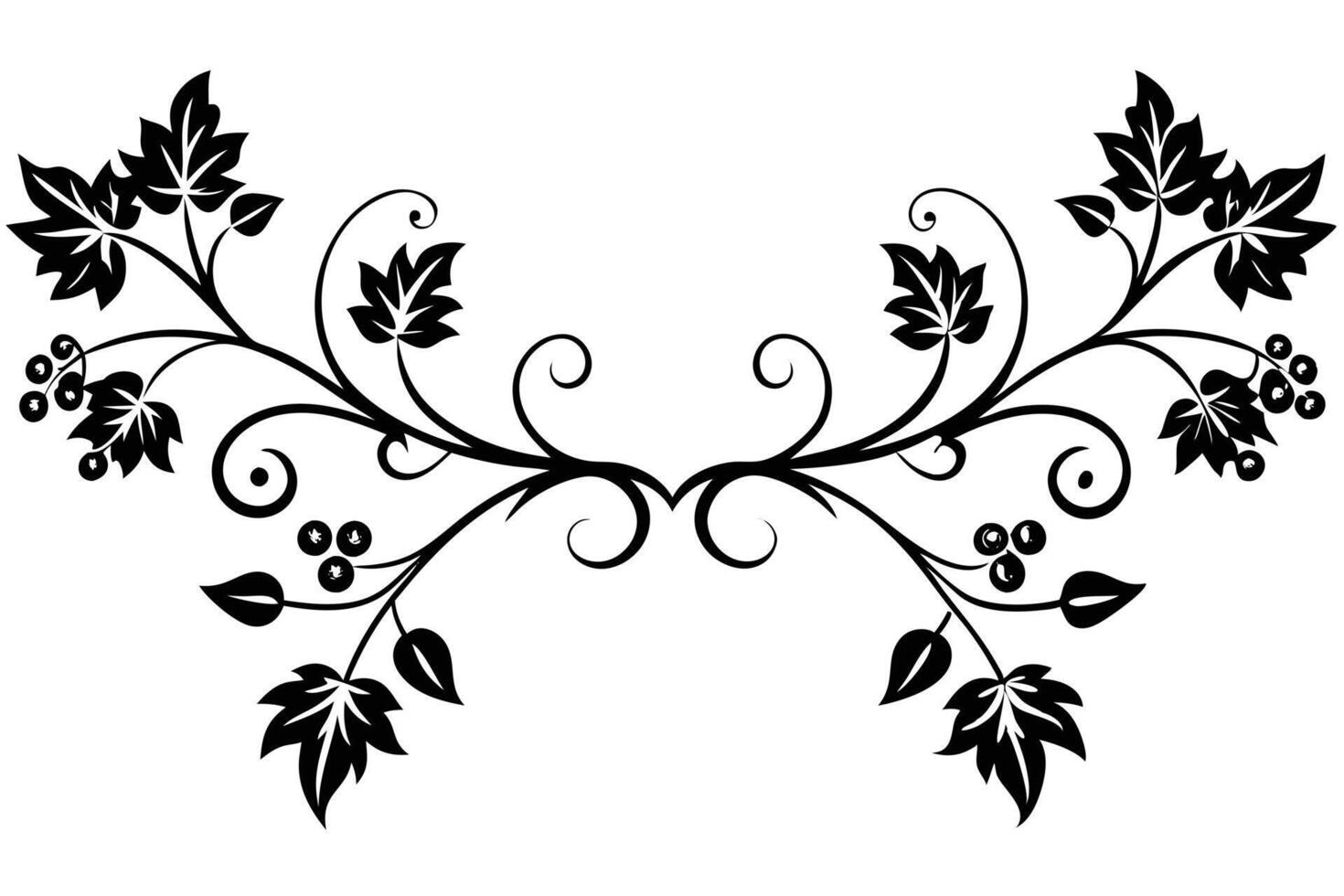Elegant black and white floral vine design for decorative vector