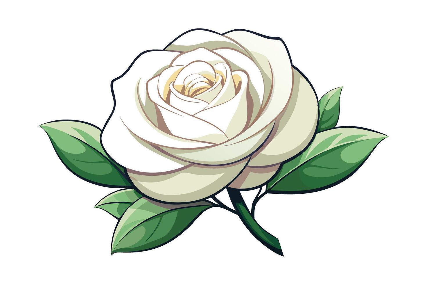 Elegant White Rose Illustration for Design Projects vector