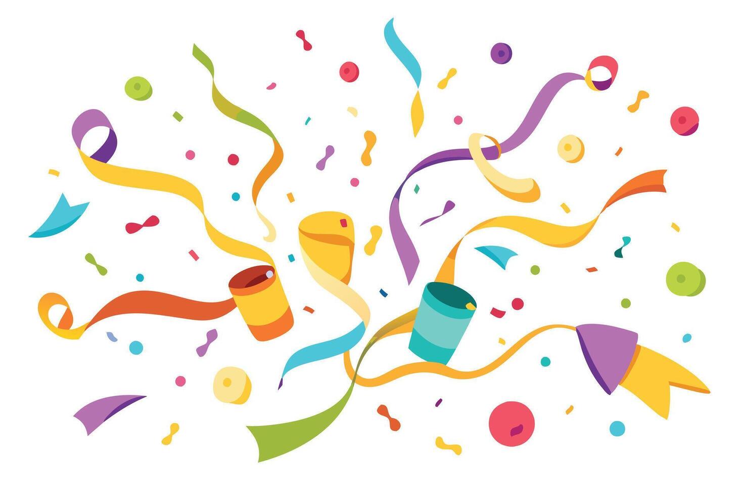 Vibrant Celebration Party Background with Confetti and Ribbons vector
