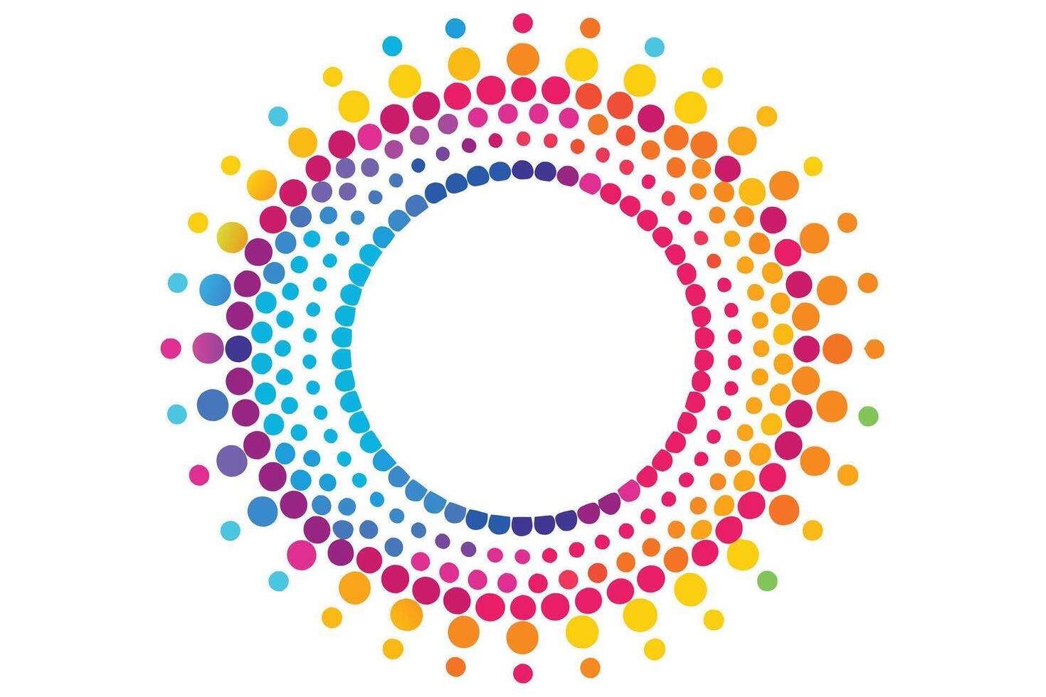 Vibrant Rainbow Circle Design with Dotted Pattern vector