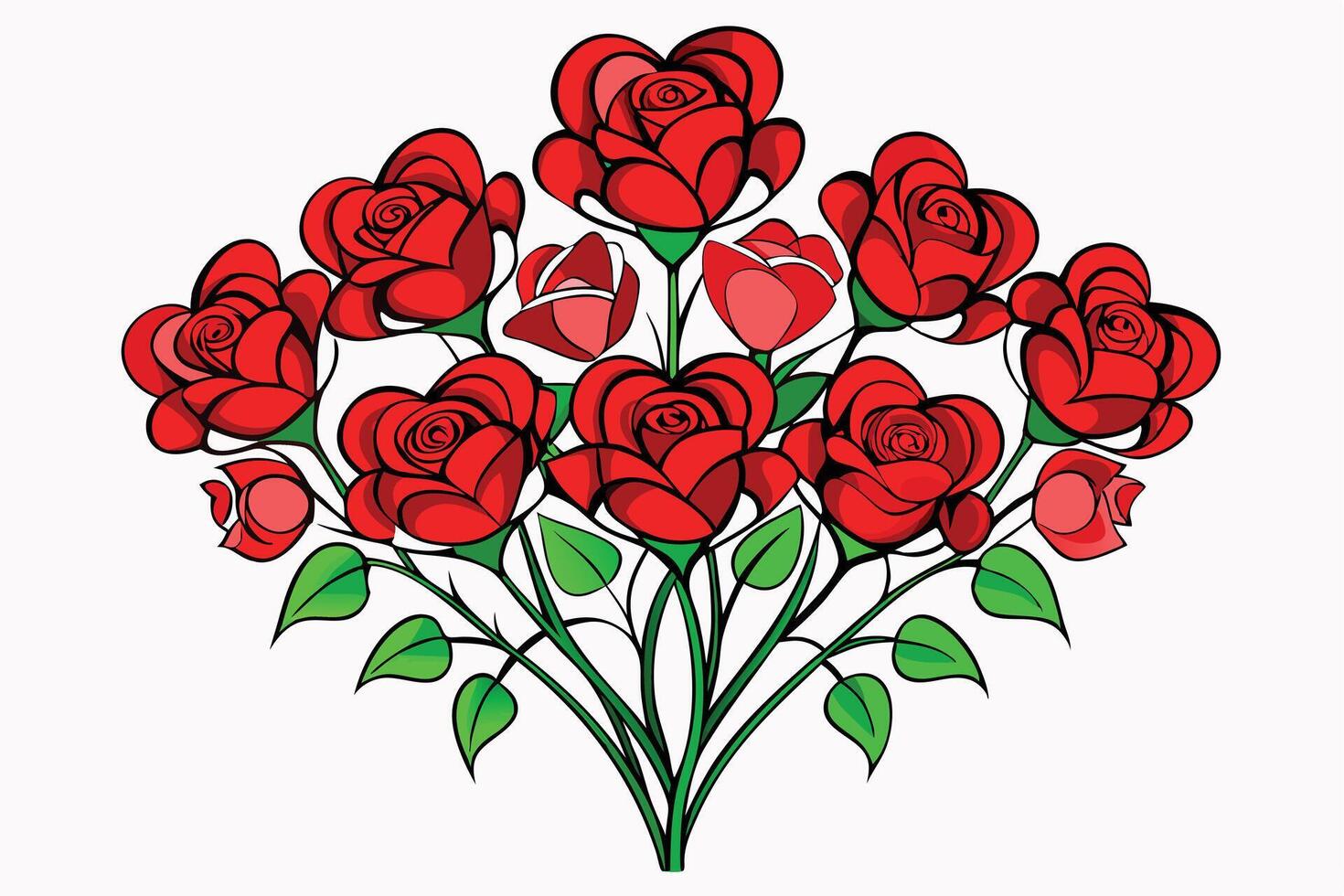 Heart-Shaped Bouquet of Red Roses, Perfect for Valentine's Day vector