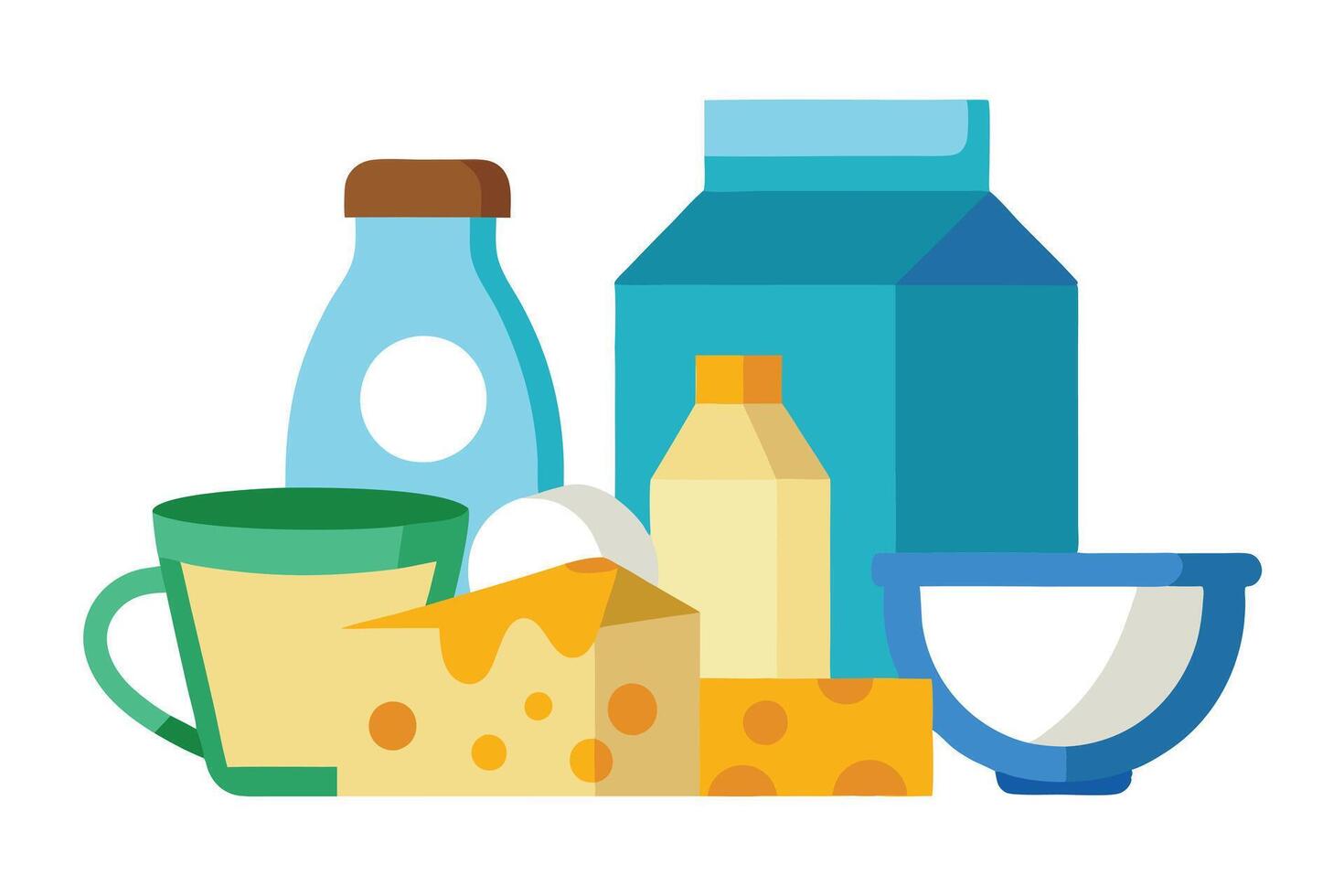 Colorful Dairy Products Illustration for Food Packaging or Website vector