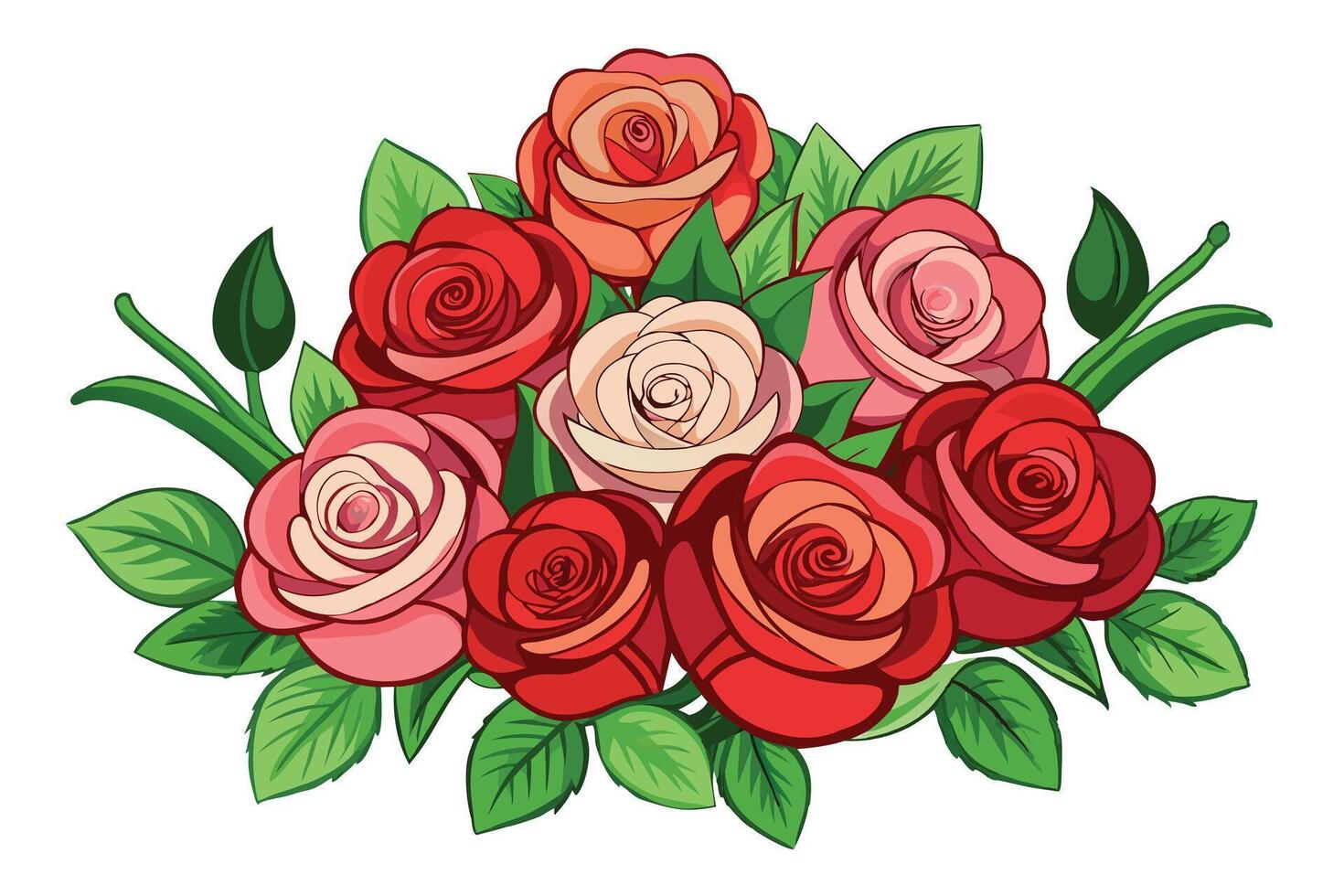 Vibrant Rose Bouquet Illustration in Adobe Illustrator vector