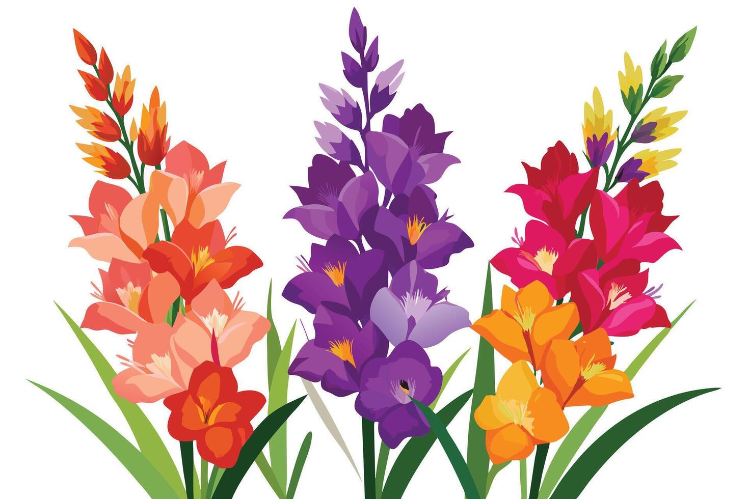 Vibrant floral arrangement in various colors, perfect for design projects. vector