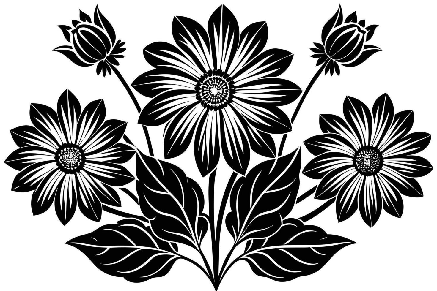 Elegant Black and White Flower Bouquet Design vector