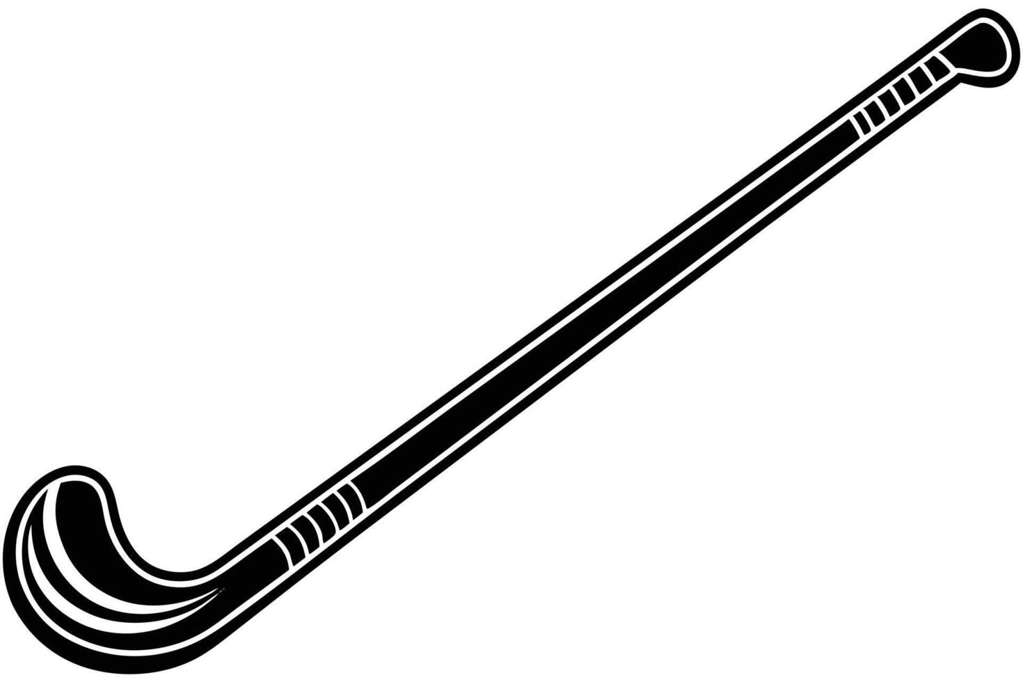 A black and white field hockey stick graphic. vector
