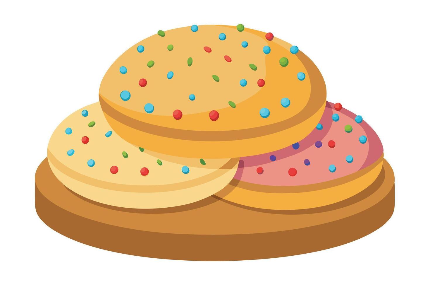 A Colorful Stack of Decorated Donuts Cookies, Perfect for a Dessert Theme. vector