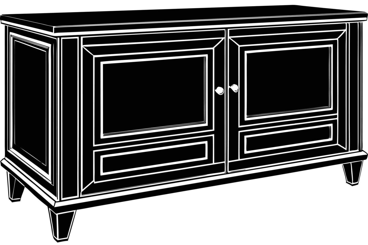 Elegant Black TV Stand Design for Modern Living Rooms vector