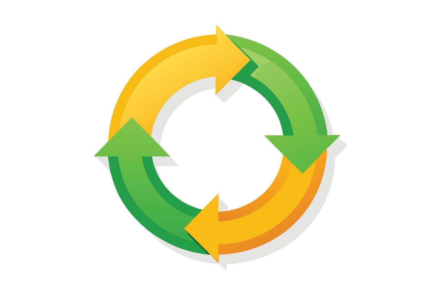 Circular Process Diagram with Green and Yellow Arrows vector