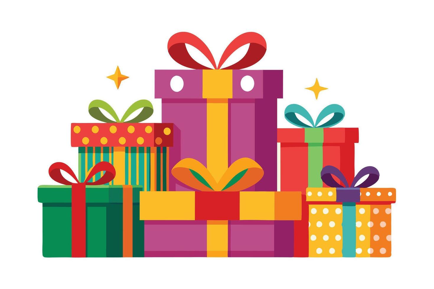 A colorful Gift Boxes Stacked, Ideal for Holiday Design vector