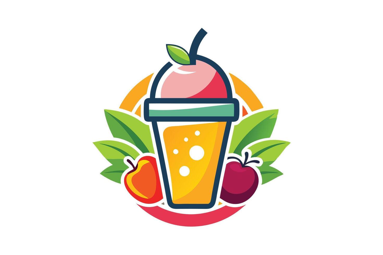 Vibrant smoothie logo with fresh fruit and drink cup. vector