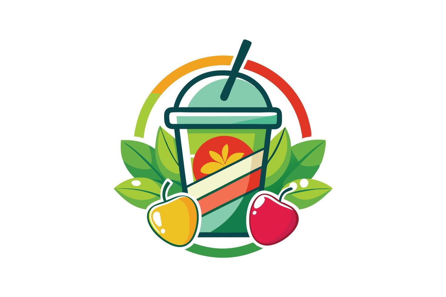 Colorful logo design for a fruit smoothie or juice shop. vector