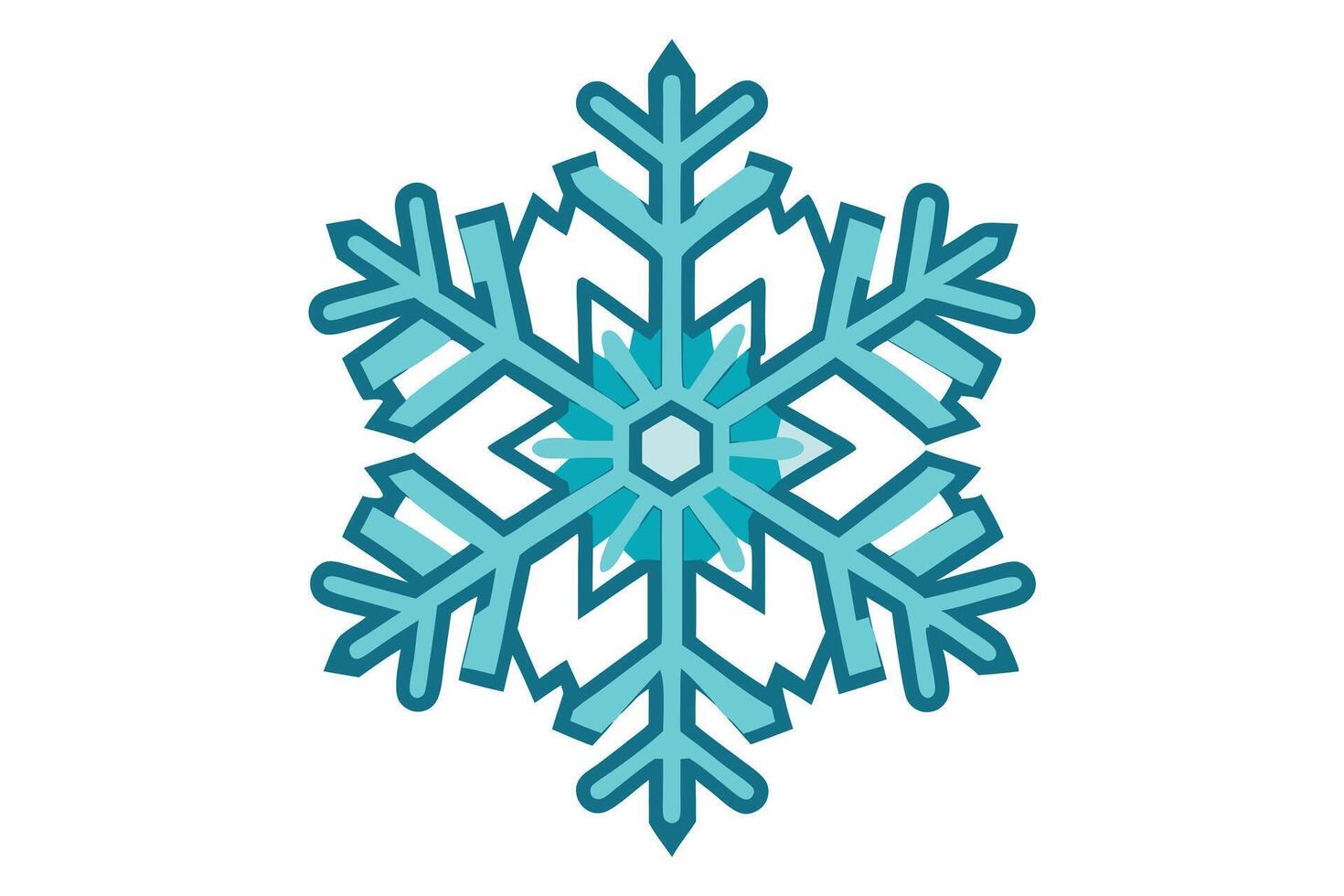 Stylized teal snowflake graphic. vector