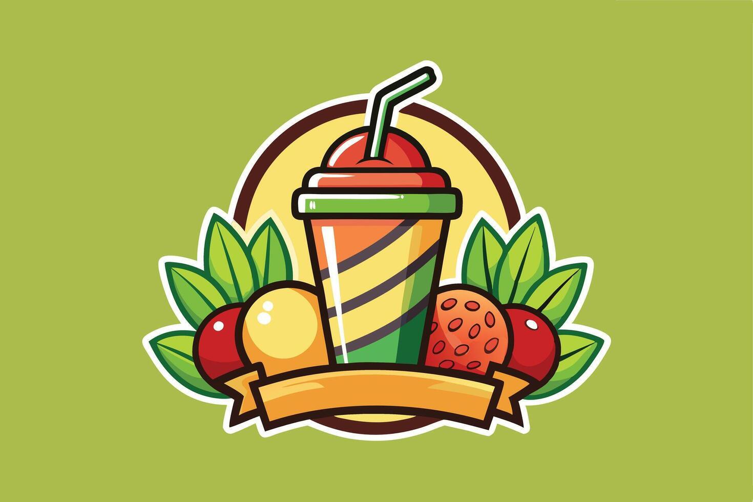 A vibrant smoothie logo with fresh fruit and drink cup. vector