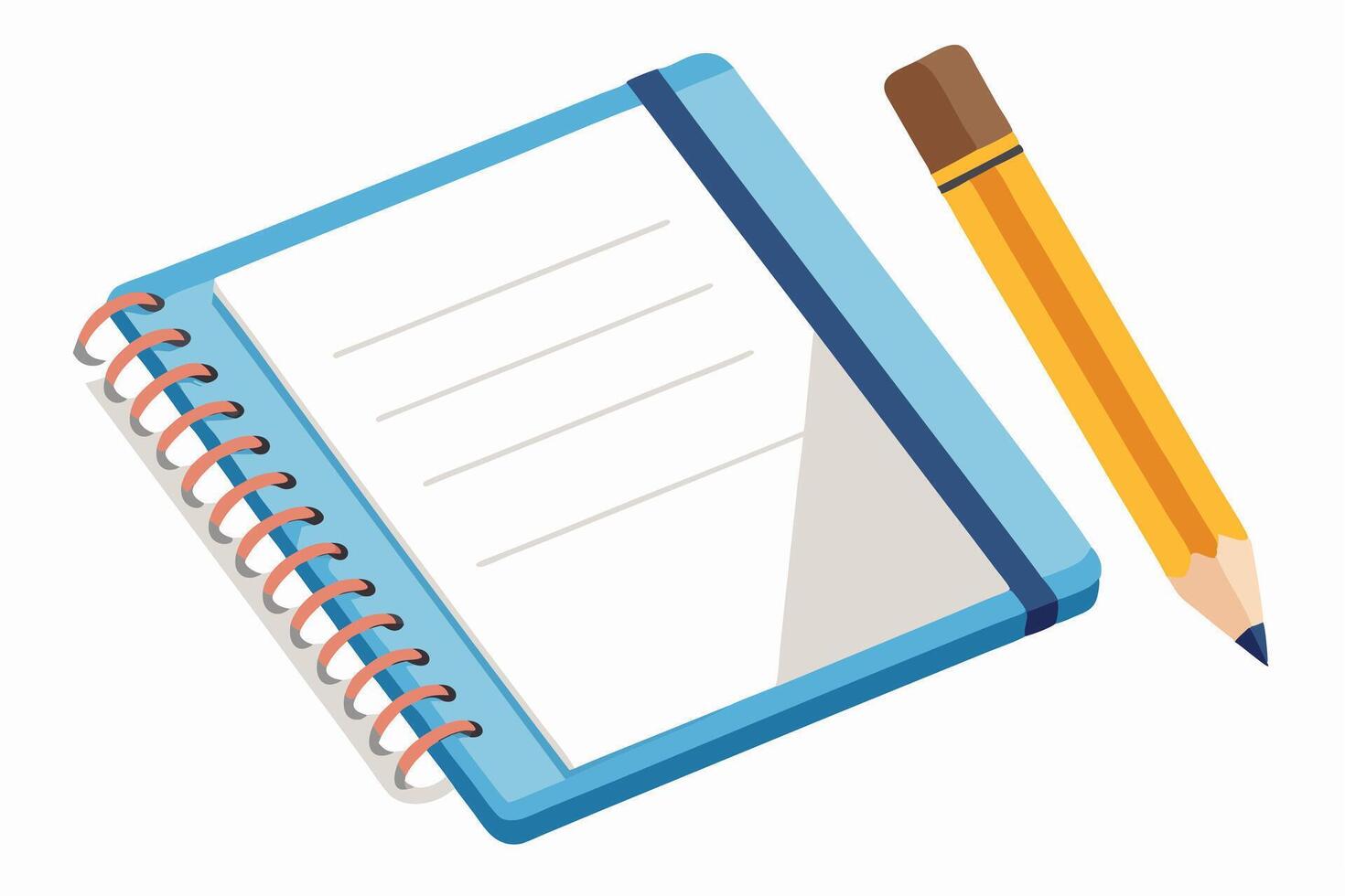 A colorful spiral-bound notebook with pencils, ready for creative writing. vector