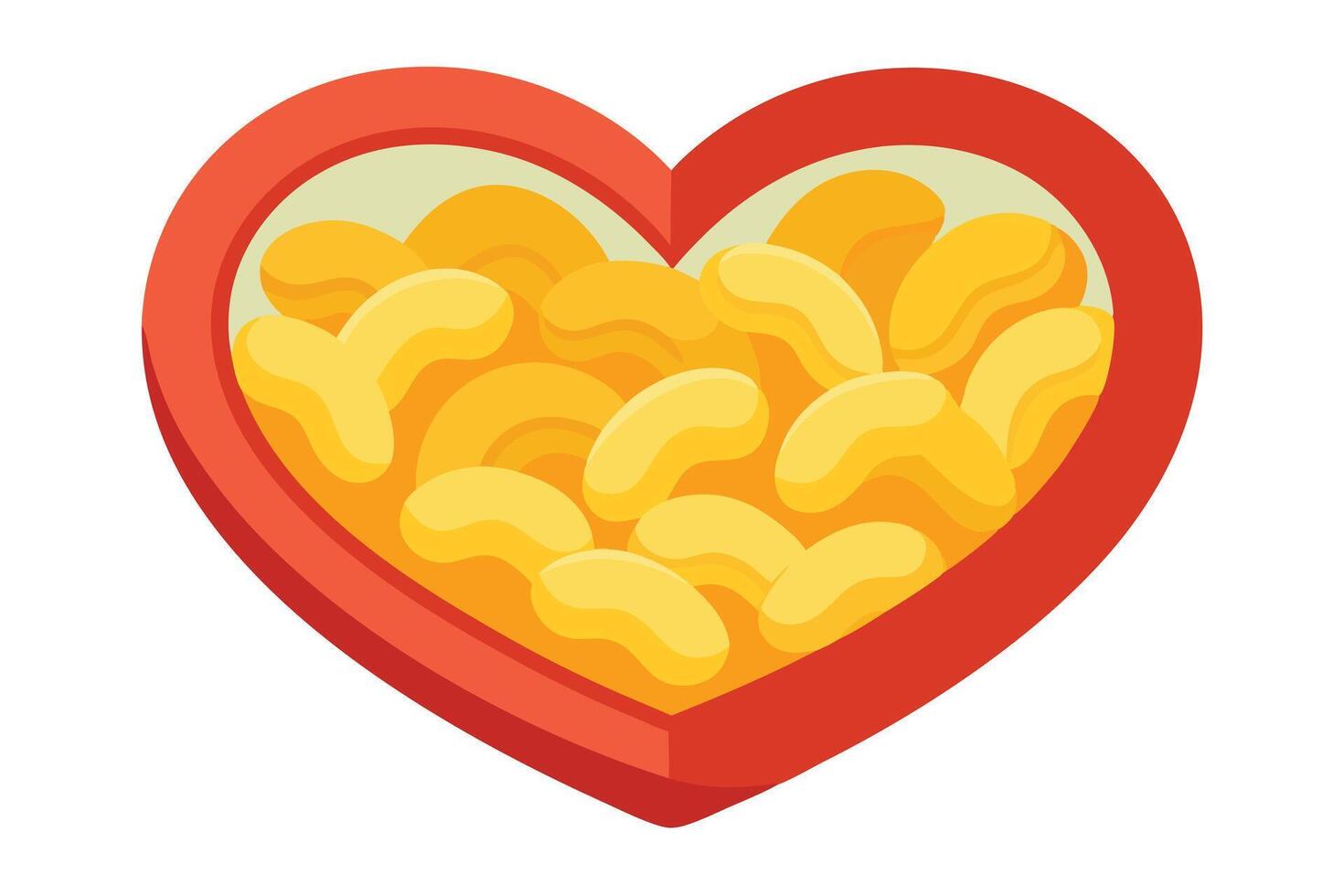 Heart-shaped dish of cheesy macaroni vector