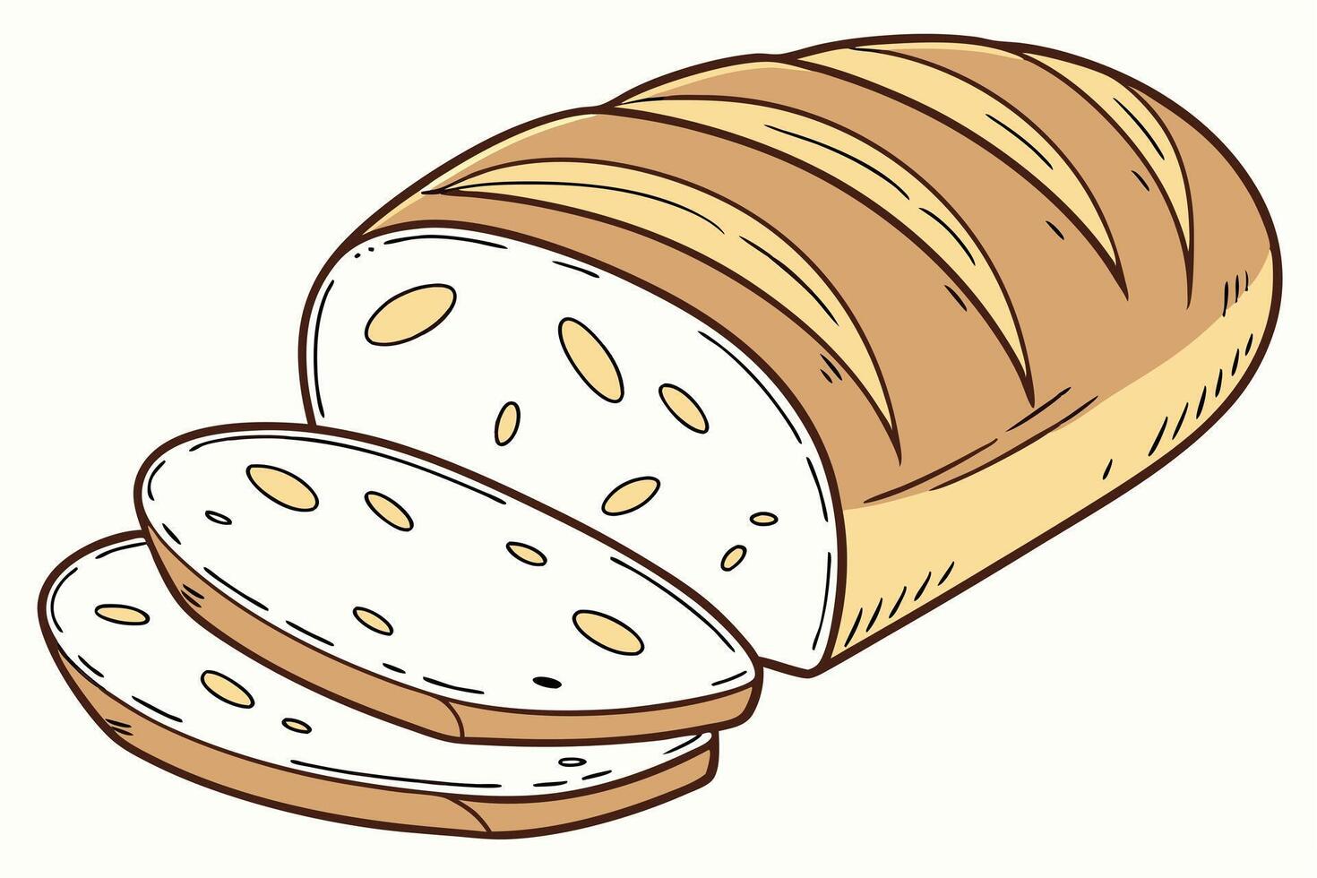 A hand-drawn Illustration of Sliced Bread Loaf vector