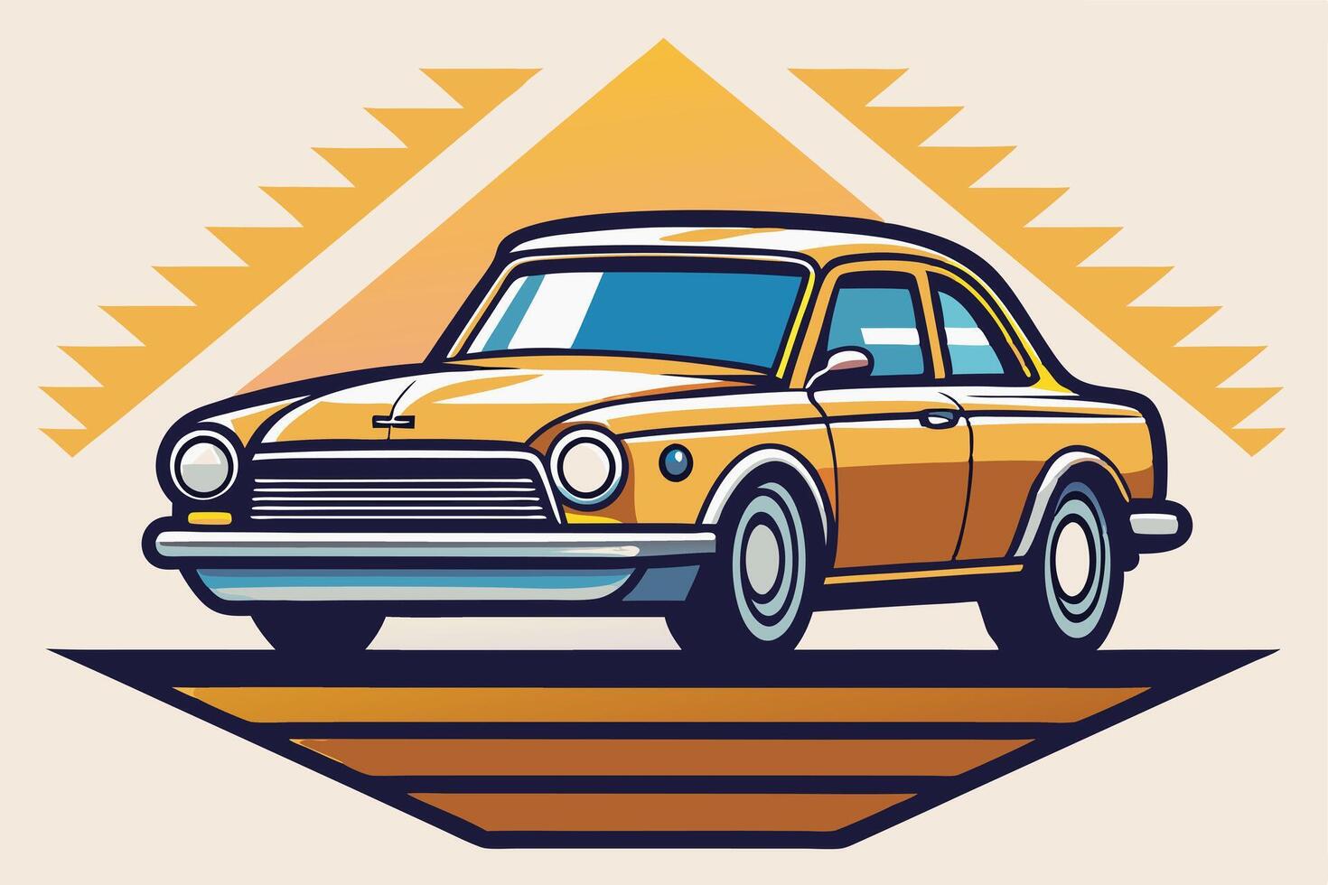 Retro Illustration of a Classic Yellow Car vector