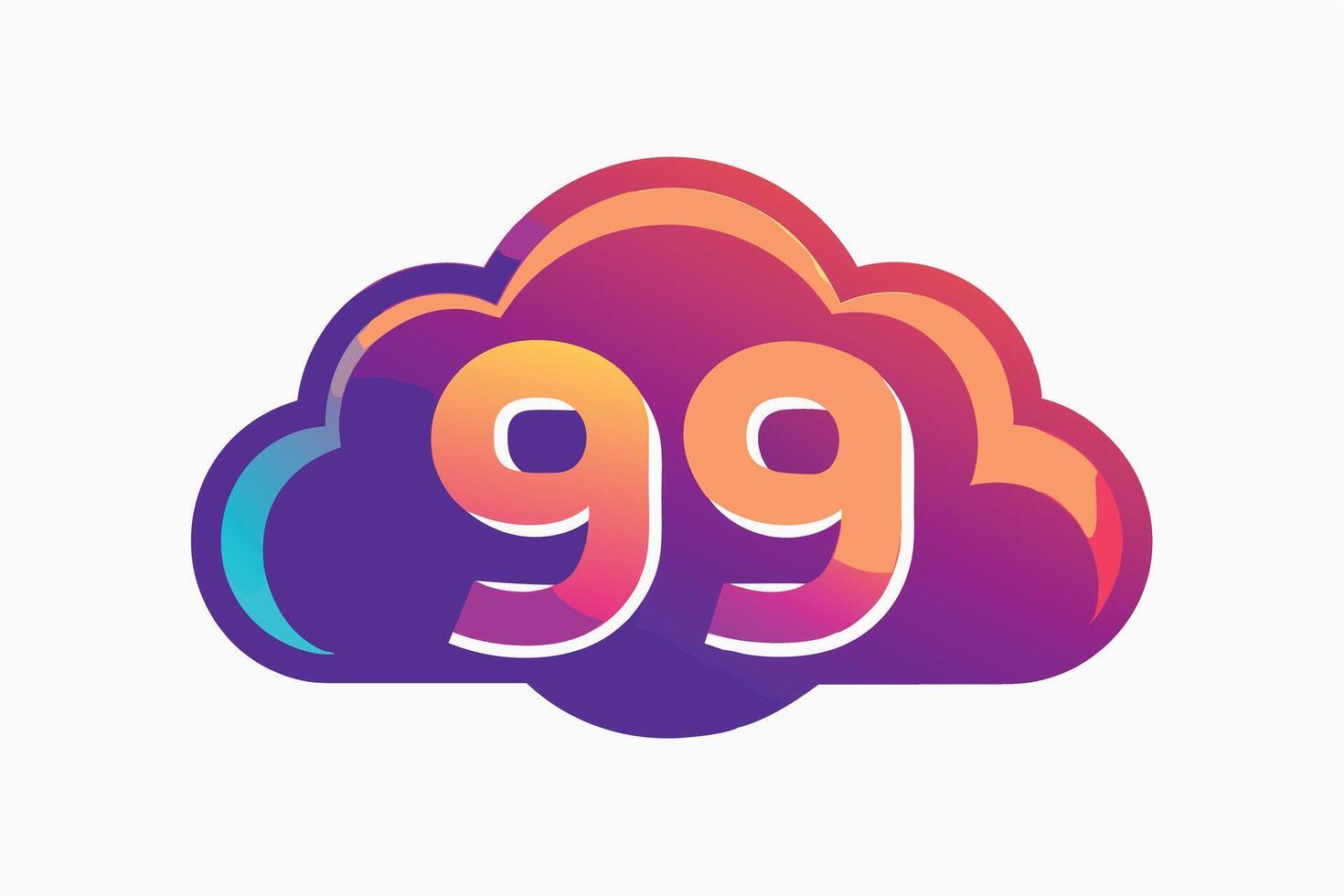 A Colorful 99 Logo in a Cloud Shape vector