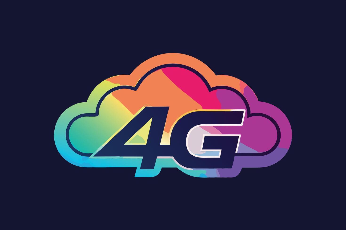 Vibrant 4G Cloud Logo Design in Adobe Illustrator vector